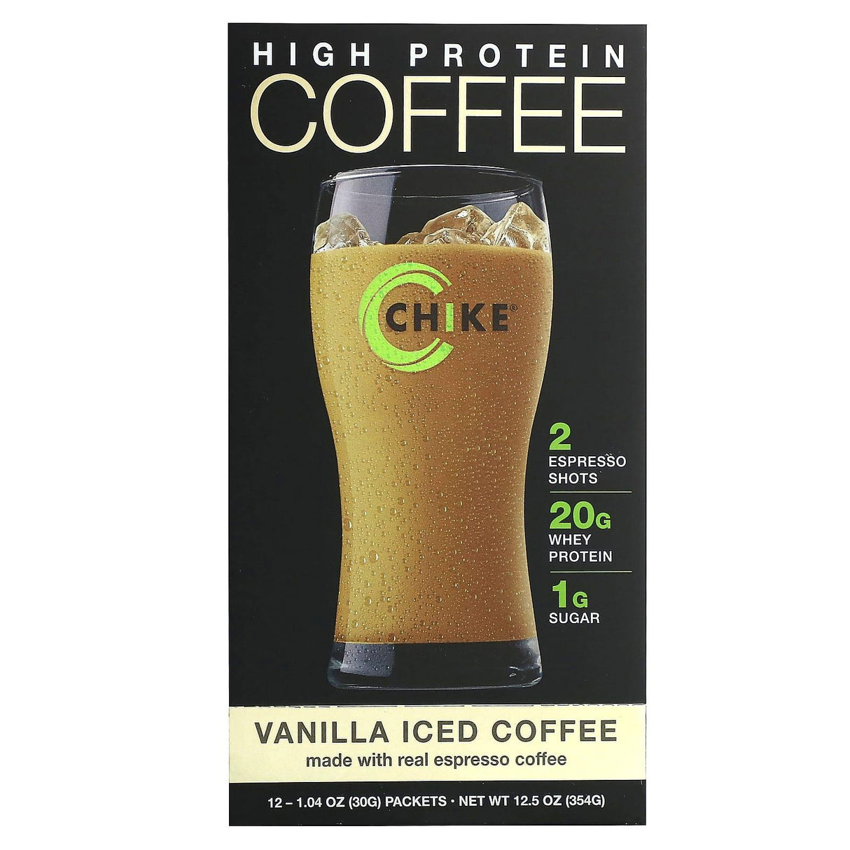 Chike Nutrition, High Protein Iced Coffee, Vanilla, 12 Packets, 1.04 oz (30 g) Each - Supply Center USA