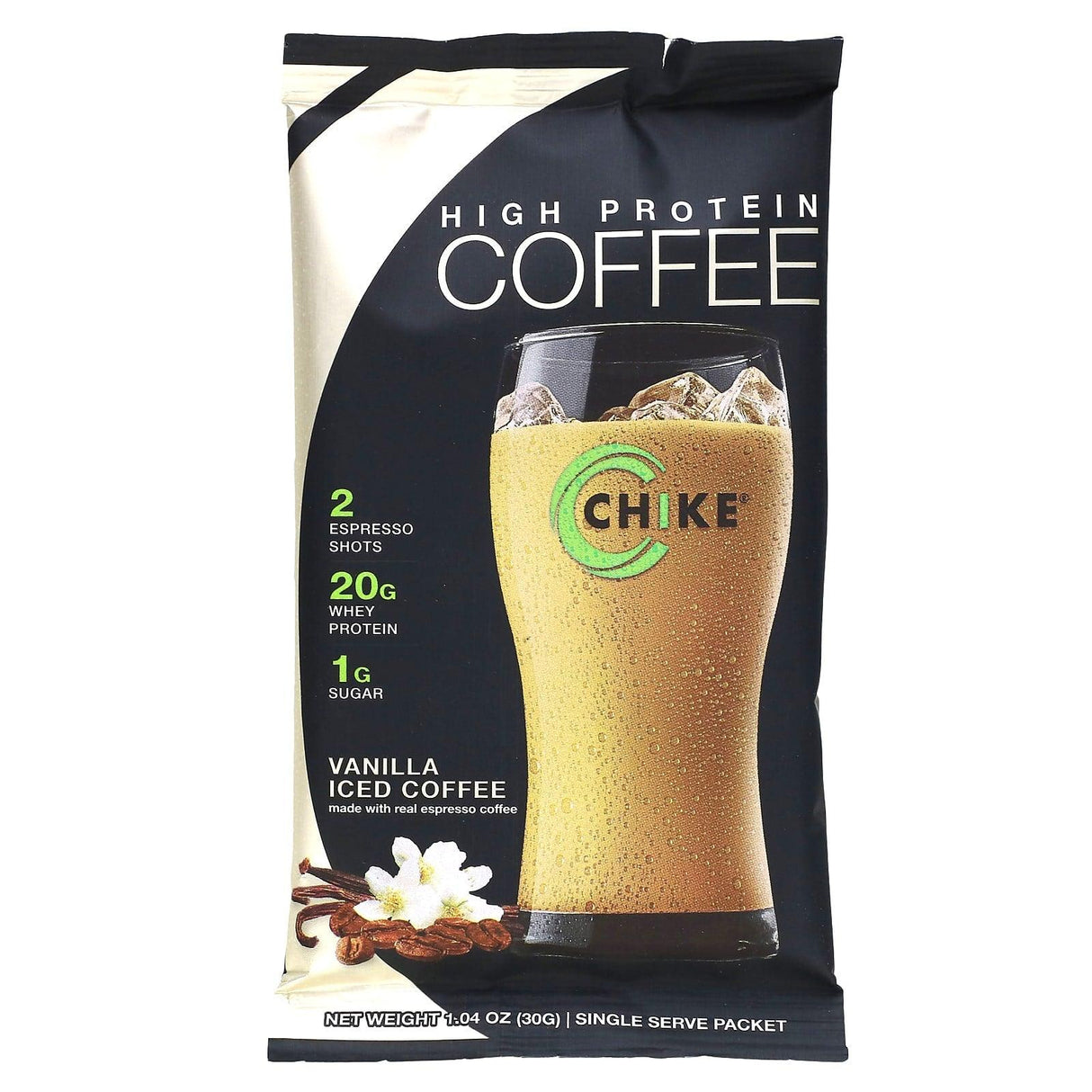 Chike Nutrition, High Protein Iced Coffee, Vanilla, 12 Packets, 1.04 oz (30 g) Each - Supply Center USA