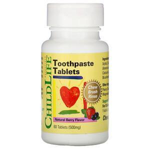 ChildLife, Toothpaste Tablets, Natural Berry Flavor, 500 mg, 60 Tablets - Supply Center USA