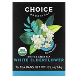 Choice Organic Teas, White & Green Tea, White Elderflower, 16 Tea Bags, 0.85 oz (24 g) - Supply Center USA