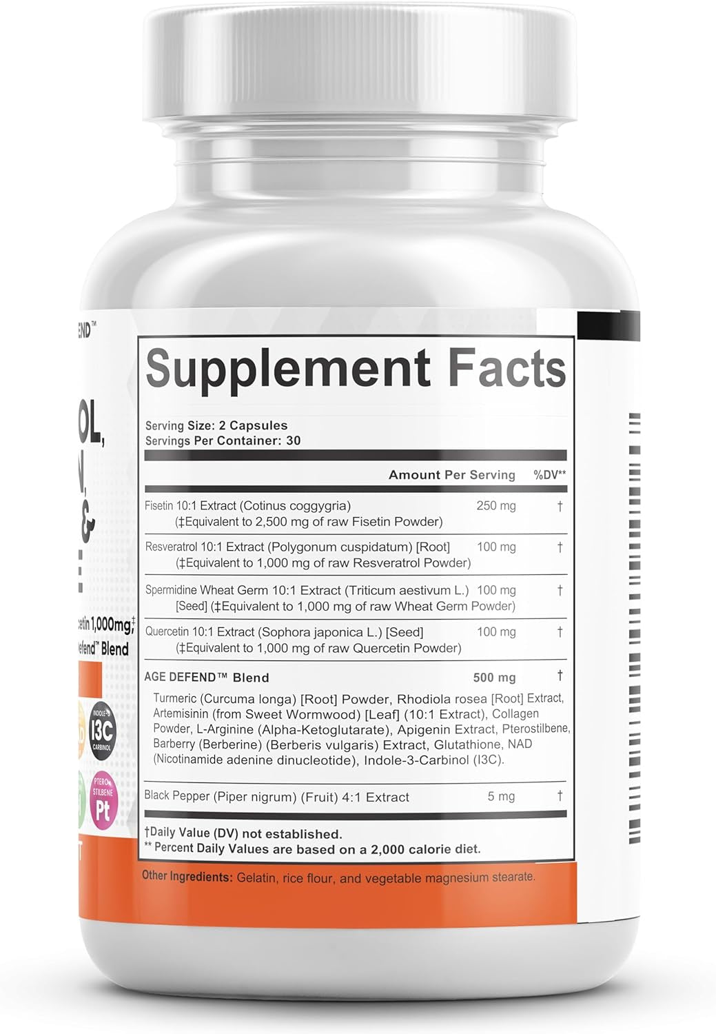 Clean Nutraceuticals Fisetin 2500Mg Quercetin 1000Mg Resveratrol 1000Mg with Spermidine Wheat Germ Extract 1000Mg - Health Supplement for Adults Longevity with Berberine, Collagen, Rhodiola, Apigenin - Supply Center USA