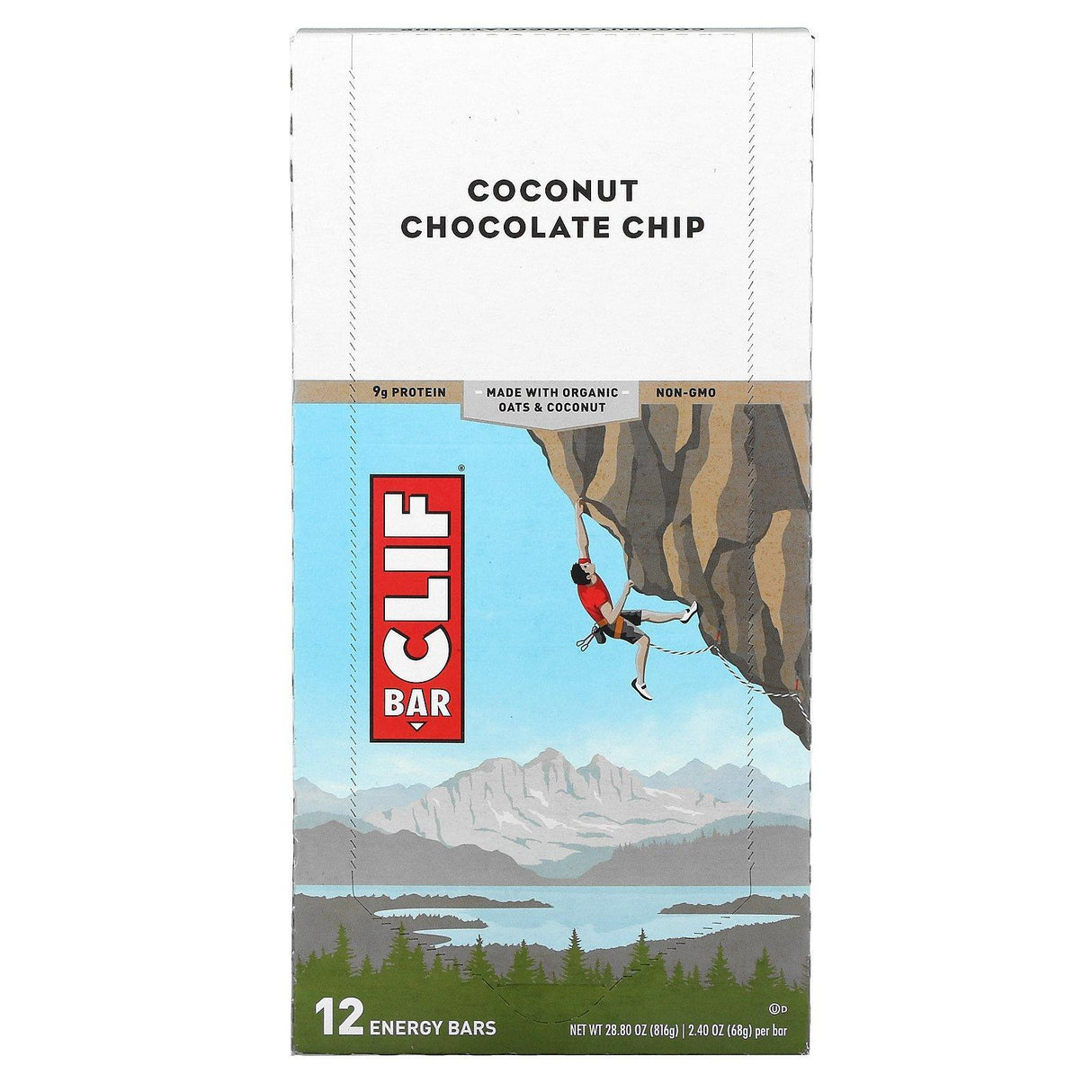 Clif Bar, Energy Bar, Coconut Chocolate Chip, 12 Bars, 2.40 oz (68 g) Each - Supply Center USA