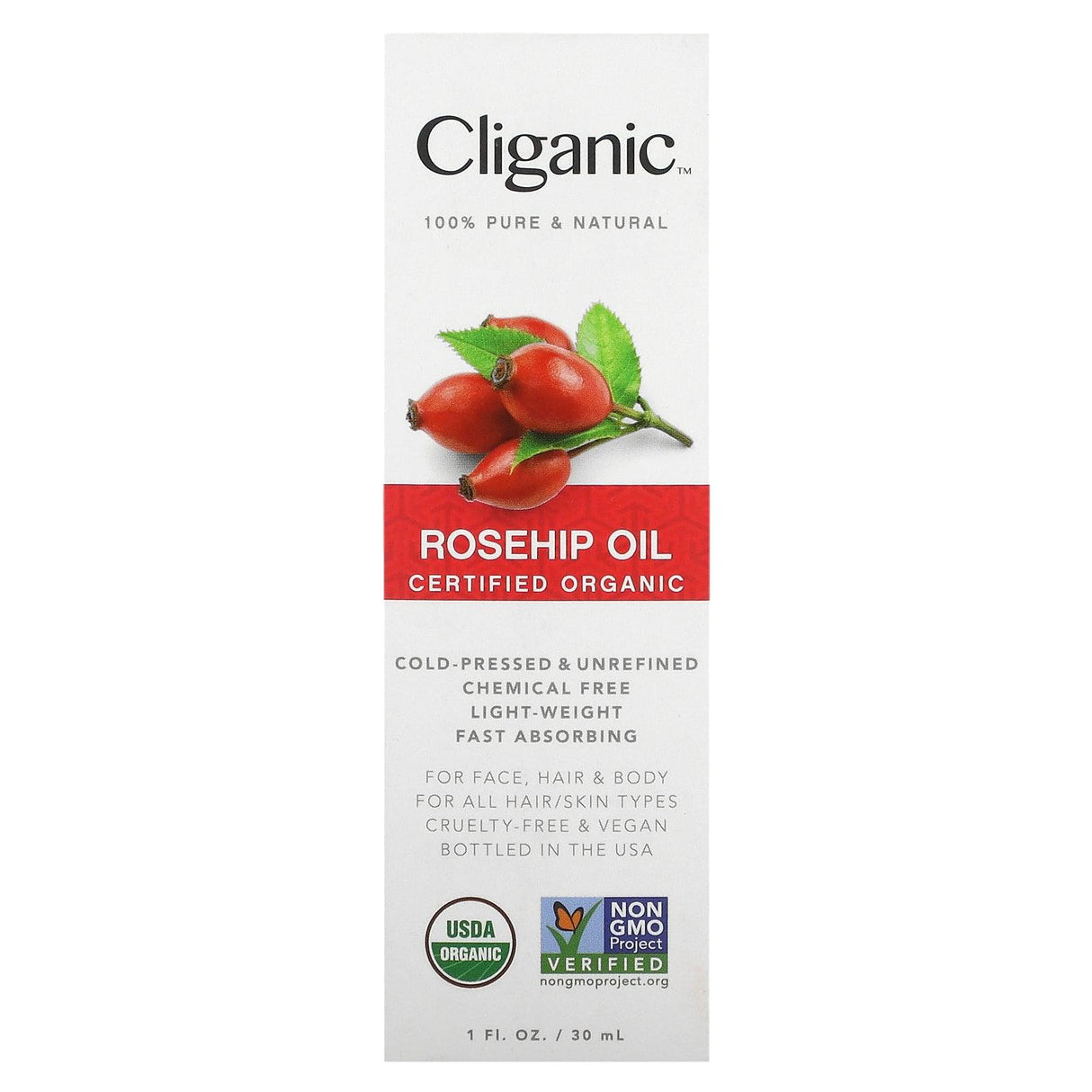 Cliganic, Rosehip Oil, 1 fl oz (30 ml) - Supply Center USA