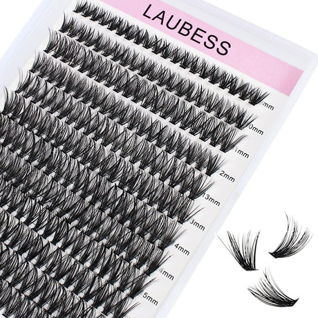 Cluster Lashes 240Pcs 40D DIY Eyelash Extension D Curl Long Individual Lashes Mixed Tray Faux Mink Lash Clusters Extensions 0.07 0.10 Black (40D-0.07D-9-16Mm) - Supply Center USA