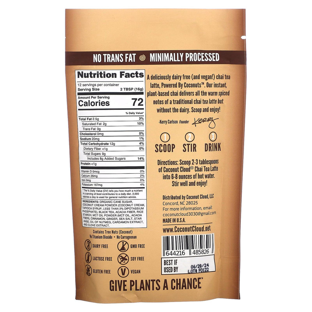 Coconut Cloud, Vegan Chai Tea Latte , 7 oz (198 g) - Supply Center USA