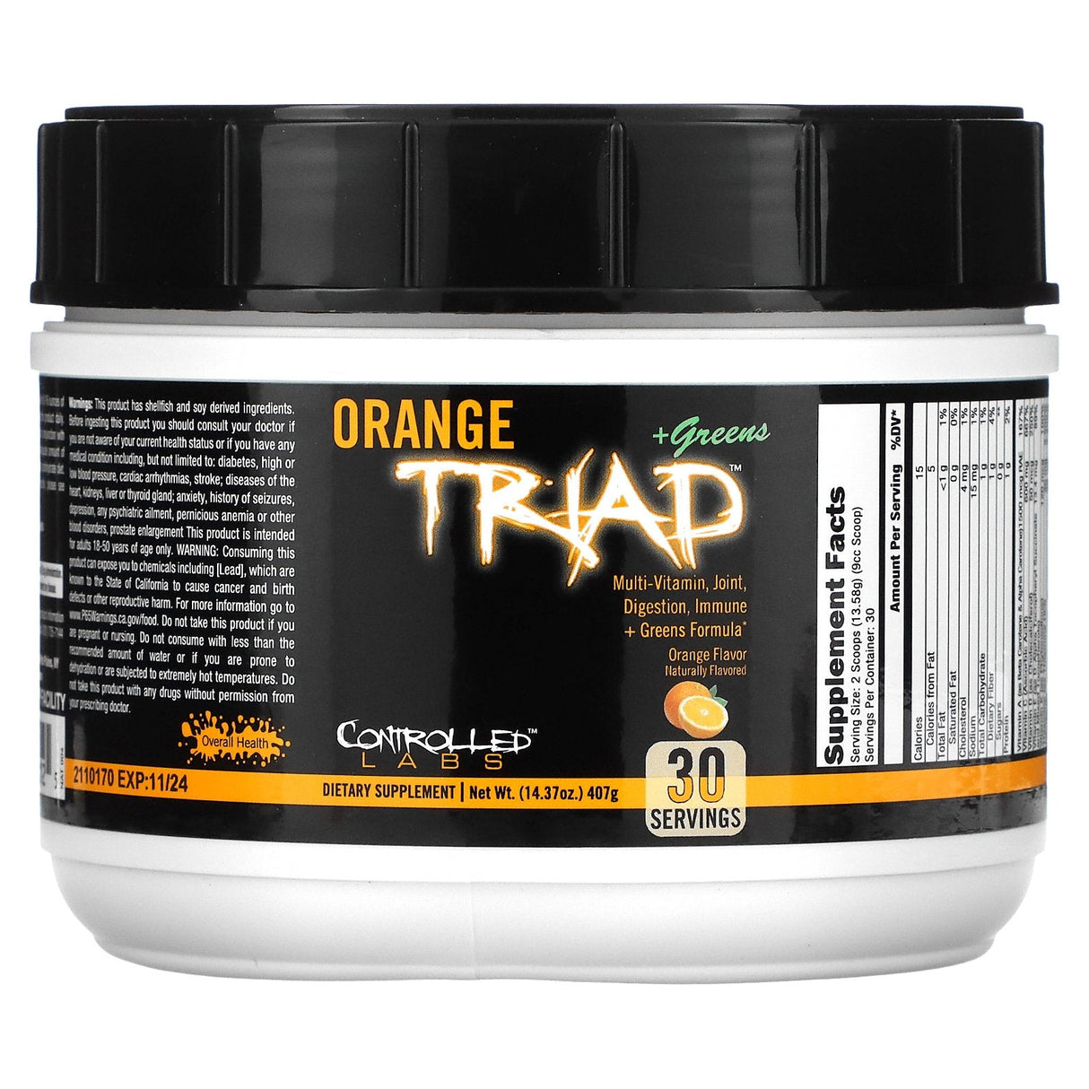 Controlled Labs, Orange Triad + Greens, Lemon Ice Tea, 14.7 oz (417 g) - Supply Center USA