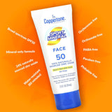 Coppertone, Sport Mineral, Sunscreen Lotion, Face, SPF 50, Oil Free, 2.5 fl oz (74 ml) - Supply Center USA