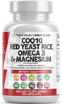 COQ10 200Mg Red Yeast Rice 3000Mg Omega 3 3000Mg Magnesium Complex 500Mg Niacin Zinc Vitamin K2 D3 - Heart Health Support Vitamins for Women and Men with Vitamin B3, Coenzyme Q10-60 Ct - Supply Center USA
