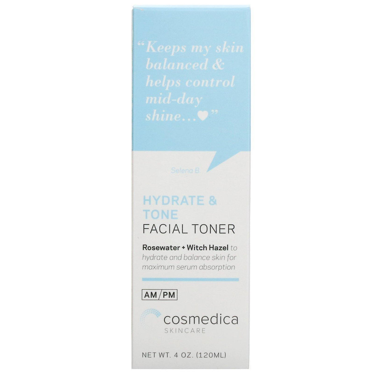 Cosmedica Skincare, Hydrate & Tone Facial Toner, Rosewater + Witch Hazel, 4 oz (120 ml) - Supply Center USA