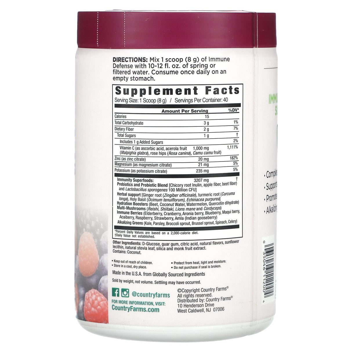 Country Farms, Immune Defense, Natural Mixed Berry , 11.3 oz (320 g) - Supply Center USA
