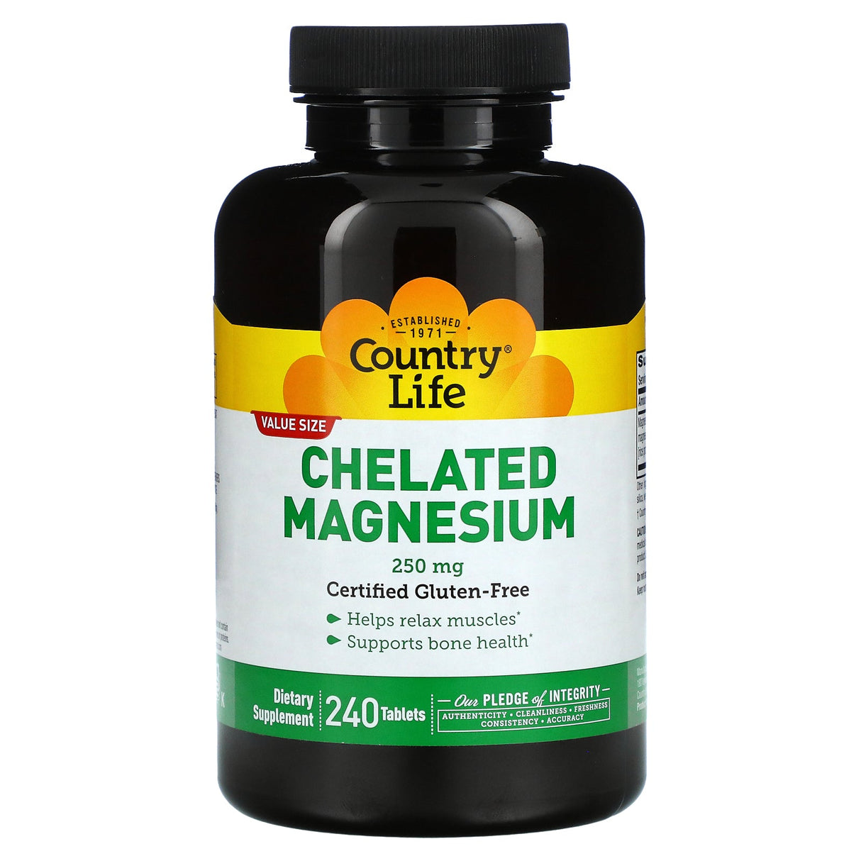 Country Life, Chelated Magnesium, 250 mg, 240 Tablets - Supply Center USA