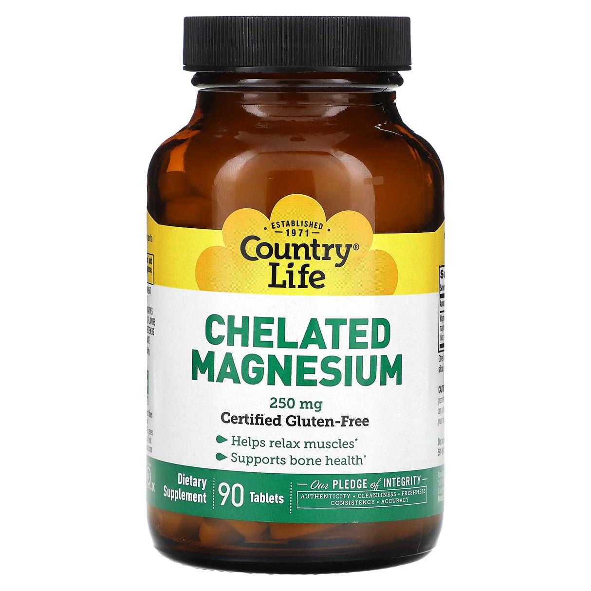 Country Life, Chelated Magnesium , 250 mg , 90 Tablets - Supply Center USA