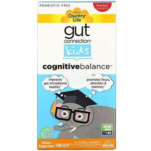 Country Life, Gut Connection Kids, Cognitive Balance, Sweet & Sour, 100 Chewable Tablets - Supply Center USA