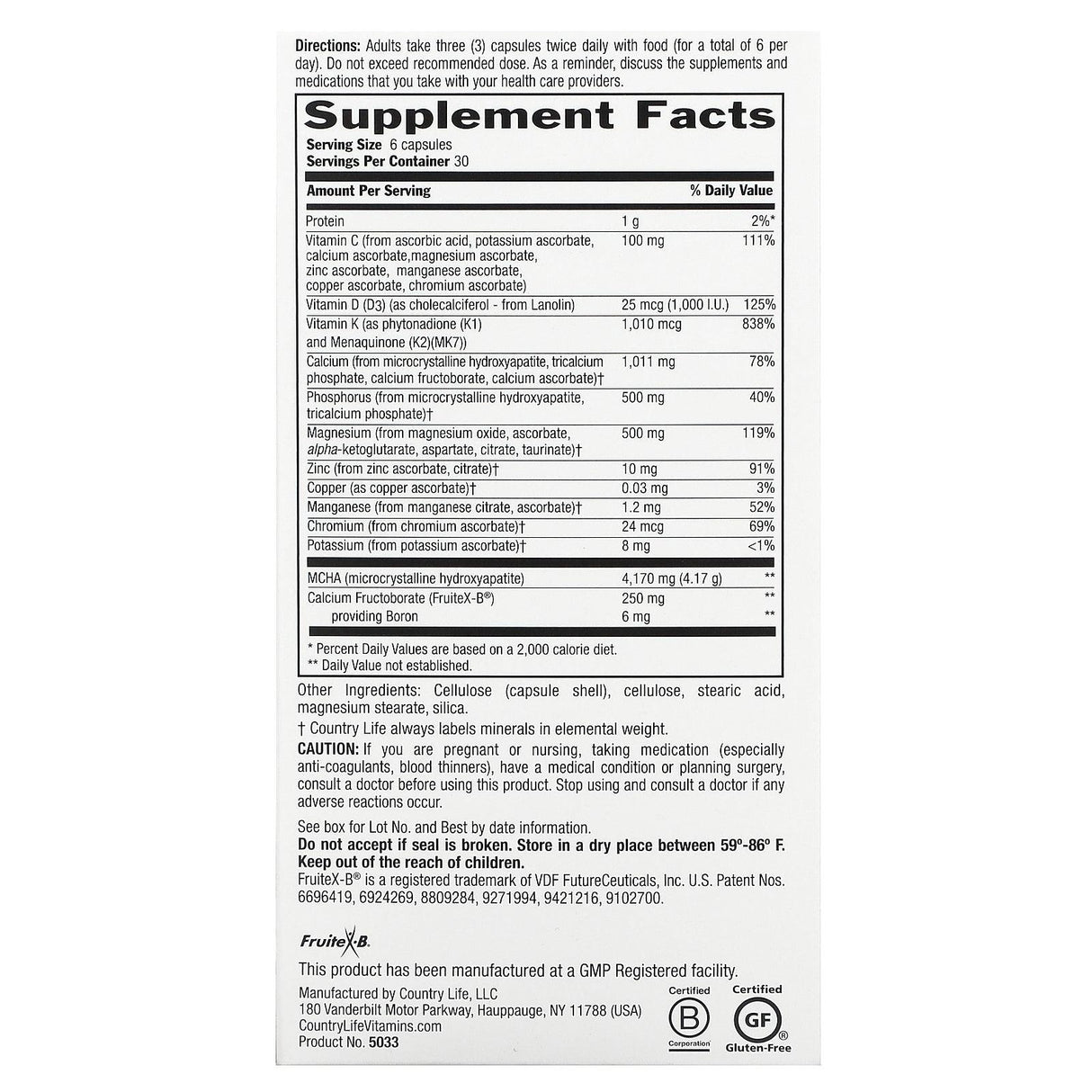 Country Life, Triple Action Bone Solid, 180 Capsules - Supply Center USA