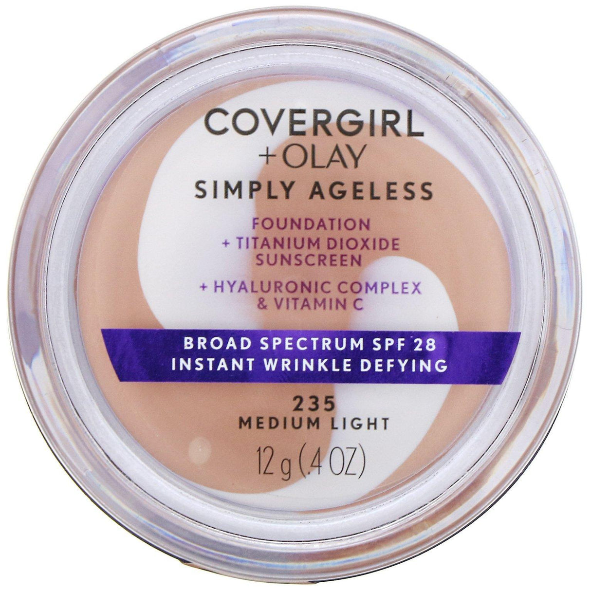 Covergirl, Olay Simply Ageless Foundation, 235 Medium Light, .4 oz (12 g) - Supply Center USA
