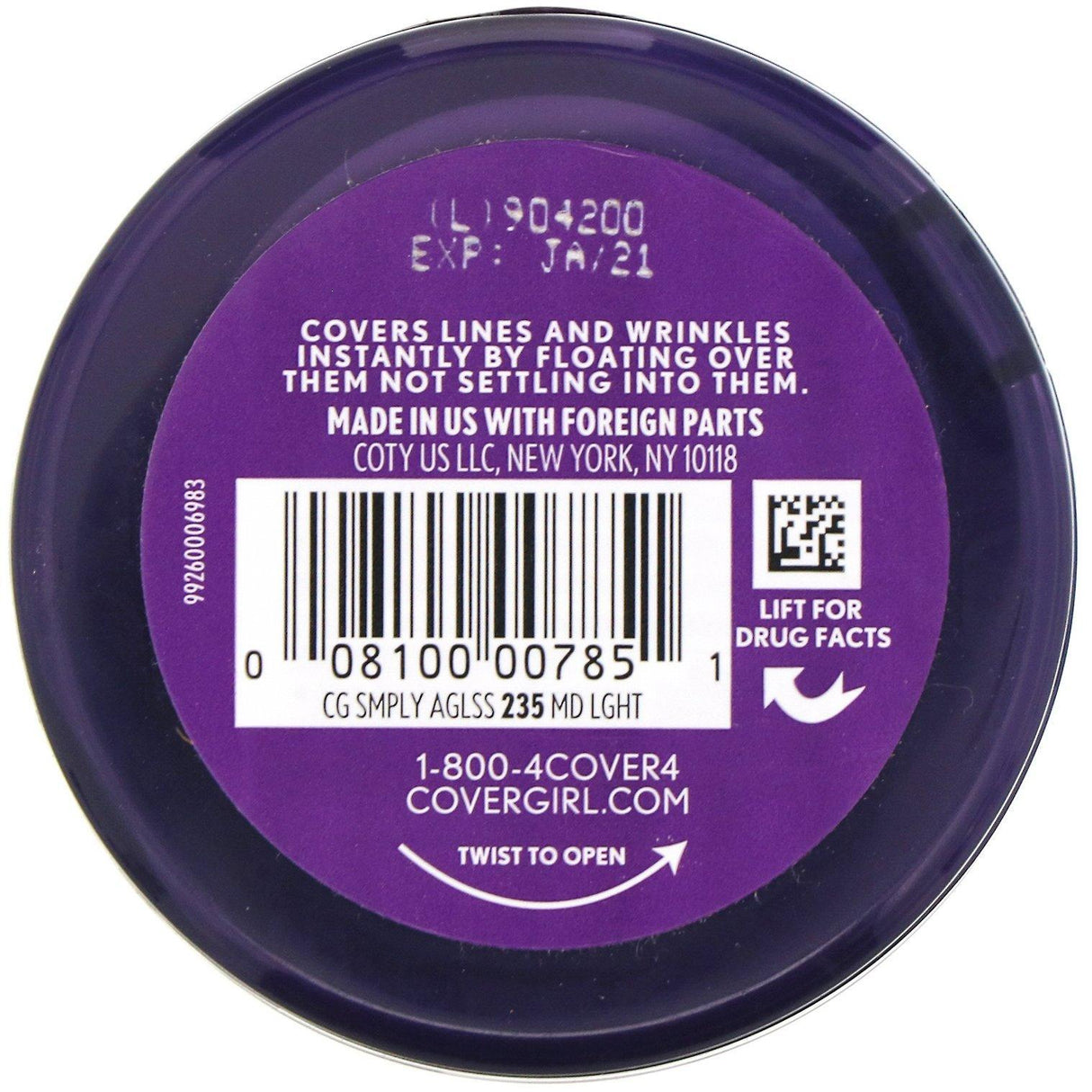 Covergirl, Olay Simply Ageless Foundation, 235 Medium Light, .4 oz (12 g) - Supply Center USA