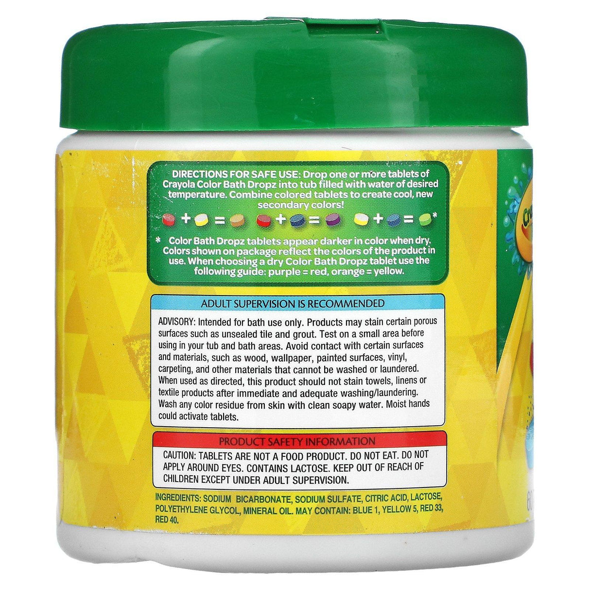 Crayola, Shaker Bath Dropz, 3+, Fragrance-Free, 60 Tablets, 3.59 oz (102 g) - Supply Center USA