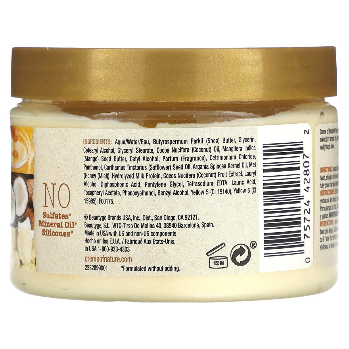 Creme Of Nature, Pure Honey, Moisture Whip, Twisting Cream, 11.5 oz (326 g) - Supply Center USA