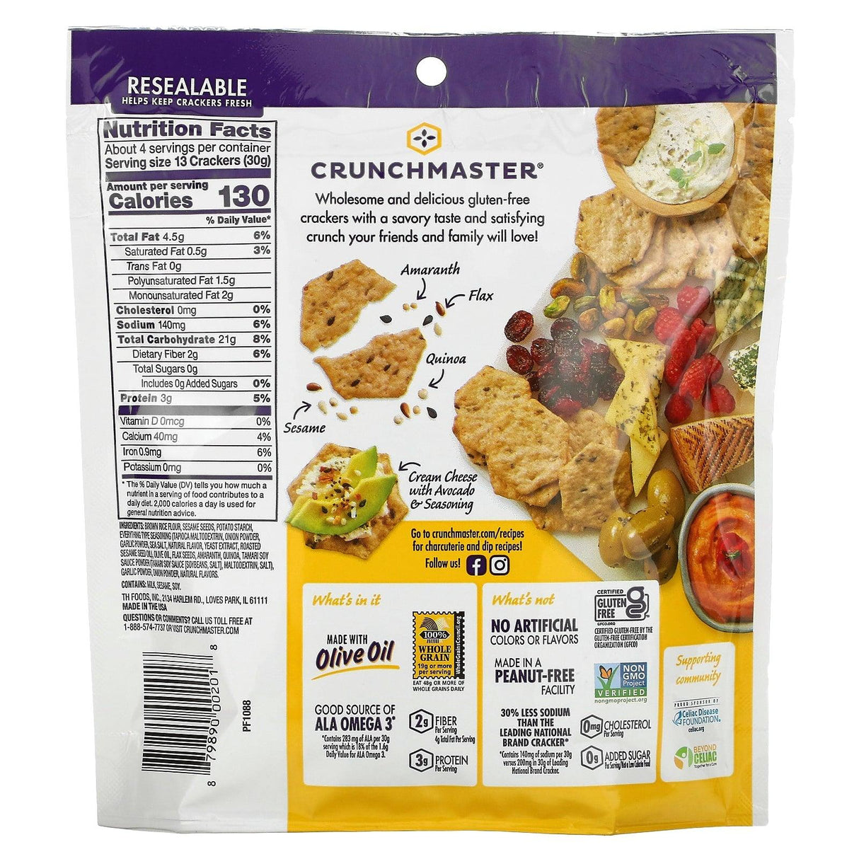 Crunchmaster, Multi-Seed, Baked Rice Crackers, Ultimate Everything, 4 oz (113 g) - Supply Center USA