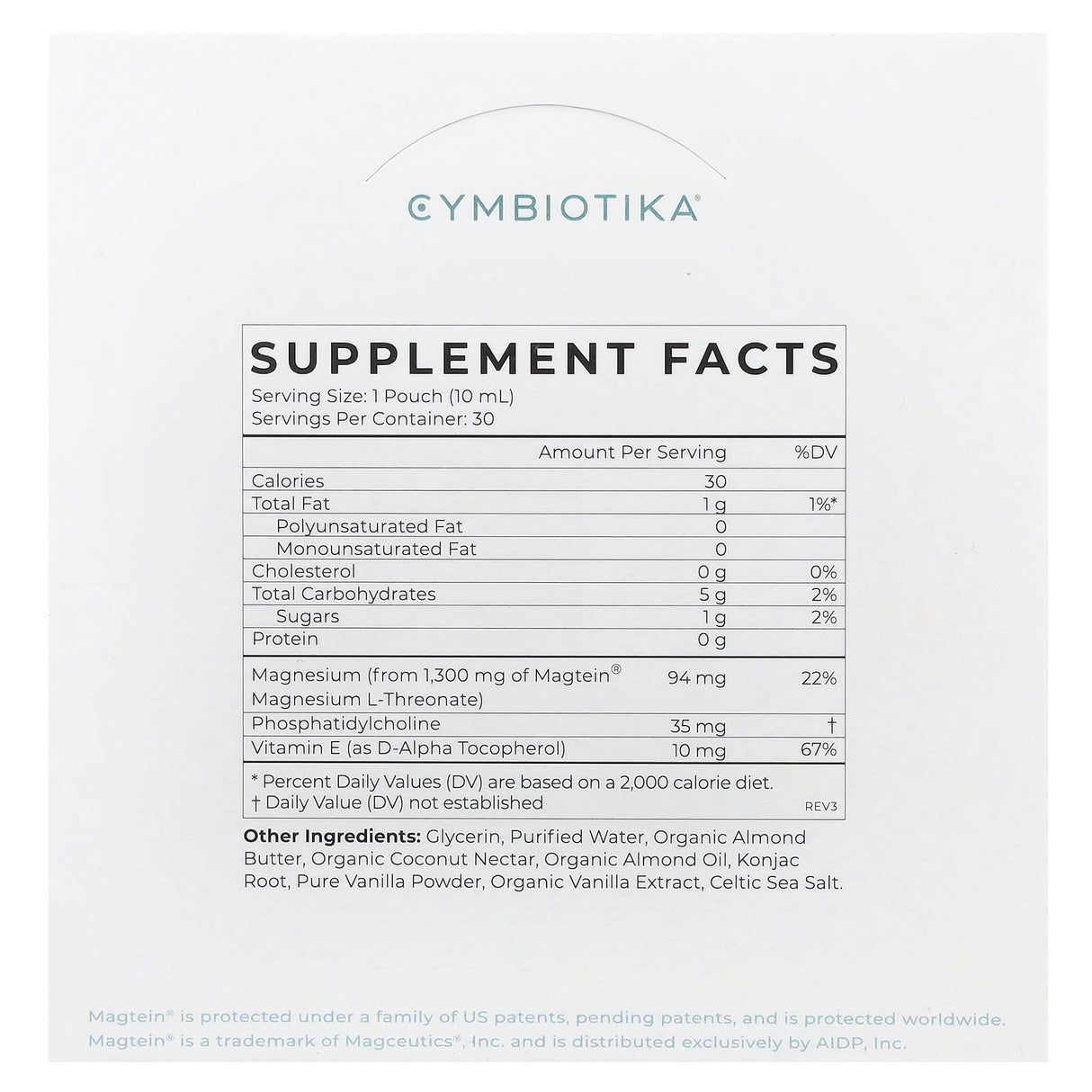 Cymbiotika, Magnesium L-Threonate, Liposomal Delivery, Vanilla Cream, 30 Pouches, 10 ml Each - Supply Center USA