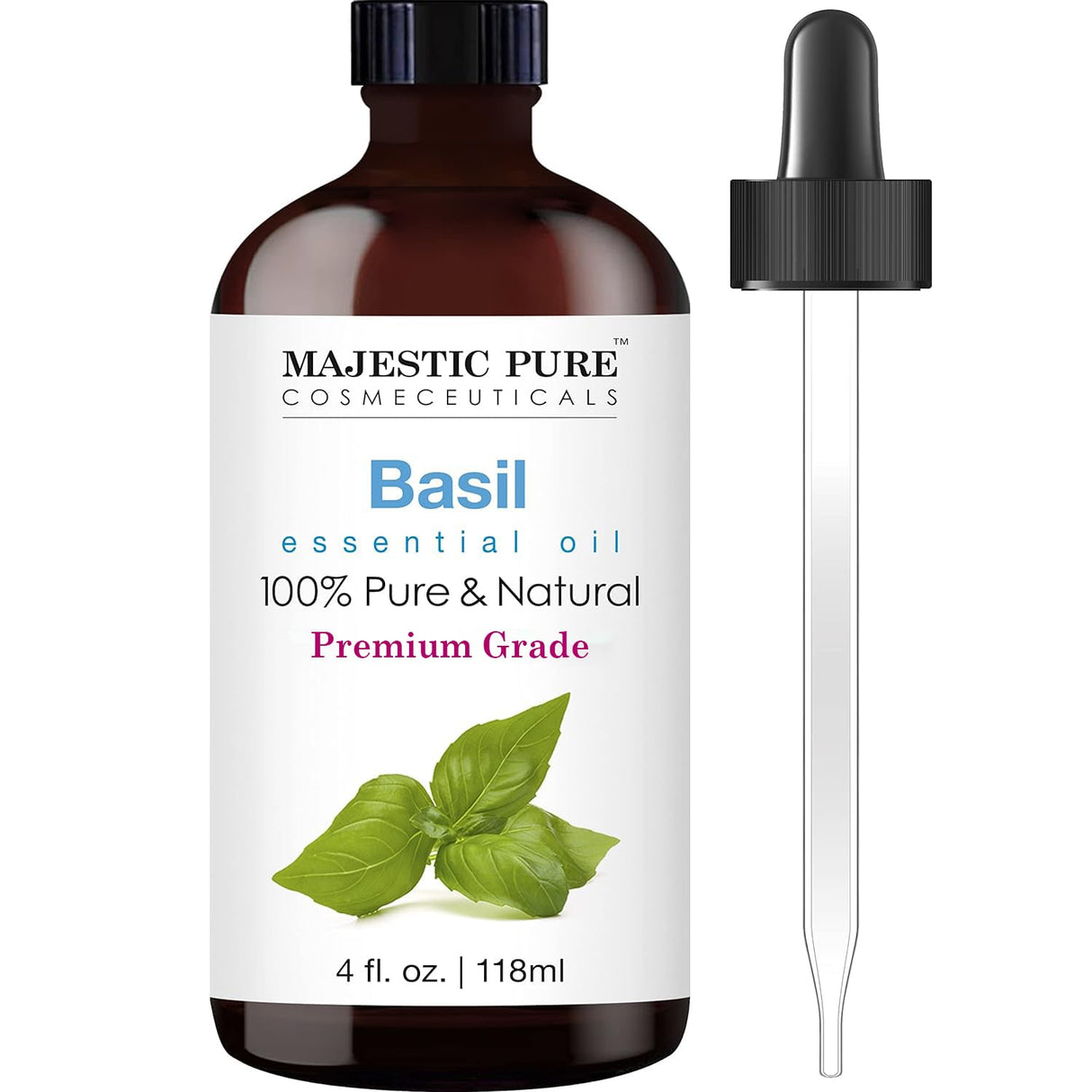 Majestic Pure Lavender Essential Oil with Glass Dropper | 100% Pure and Natural Lavender Oil | Premium Grade Essential Oils for Diffusers, Skin, Aromatherapy, Massage | 4 Fl Oz