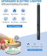 FUKKUDA Electric Candle Lighter Gift Box Stocking Stuffers for Women Rechargeable USB Lighter Gifts for Women Men Plasma Arc Lighters for Candle Gift Choice Bohemia Box (Obsidian Black)