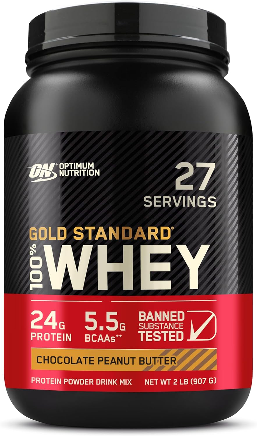 Optimum Nutrition Gold Standard 100% Whey Protein Powder, Double Rich Chocolate, 2 Pound (Packaging May Vary)
