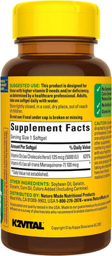 Nature Made Vitamin D3 K2, 5000 IU (125 Mcg) Vitamin D, Dietary Supplement for Bone, Teeth, Muscle and Immune Health Support, 30 Softgels, 30 Day Supply - Supply Center USA