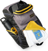 Gold BJJ Jiu Jitsu Backpack - Heavy Duty Gym Bag with Waterproof Gi Pocket