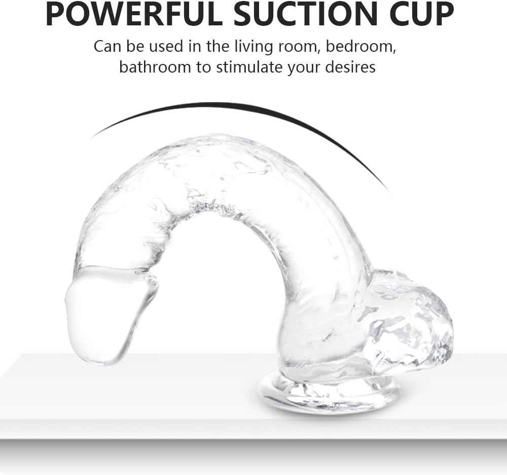 Small Realistic Clear 6 Inch Cute Dildo,Adult Sex Toy with Suction Cup Dildo, Suitable for Beginner Women/Men/Gay with Thin and Slim Poke, Can Be Use for G-Spot and Anal