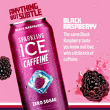 Sparkling Ice Caffeine Black Raspberry Sparkling Water with Caffeine, Zero Sugar, with Antioxidants and Vitamins,16 Fl Oz Cans (Pack of 12)