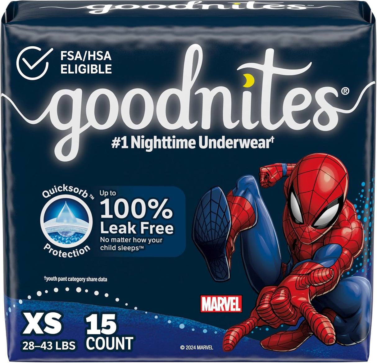Goodnites Boys' Nighttime Bedwetting Underwear, Size S/M (43-68 Lbs), 44 Ct (2 Packs of 22), Packaging May Vary