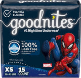 Goodnites Boys' Nighttime Bedwetting Underwear, Size S/M (43-68 Lbs), 44 Ct (2 Packs of 22), Packaging May Vary