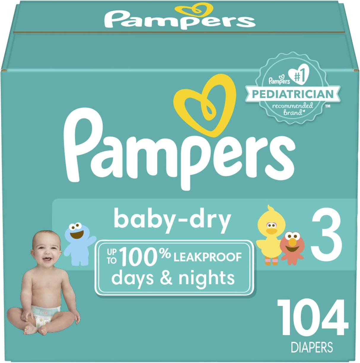Pampers Baby Dry Diapers - Size 1, 120 Count, Absorbent Disposable Diapers