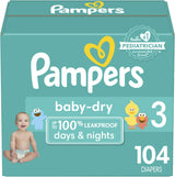 Pampers Baby Dry Diapers - Size 1, 120 Count, Absorbent Disposable Diapers
