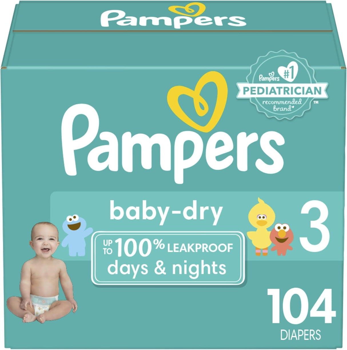 Pampers Baby Dry Diapers - Size 1, 120 Count, Absorbent Disposable Diapers