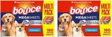 Bounce Pet Hair and Lint Guard Mega Dryer Sheets with 3X Pet Hair Fighters, Fresh Scent, 130 Count, Bounce Dryer Sheets, Fabric Softener Sheets