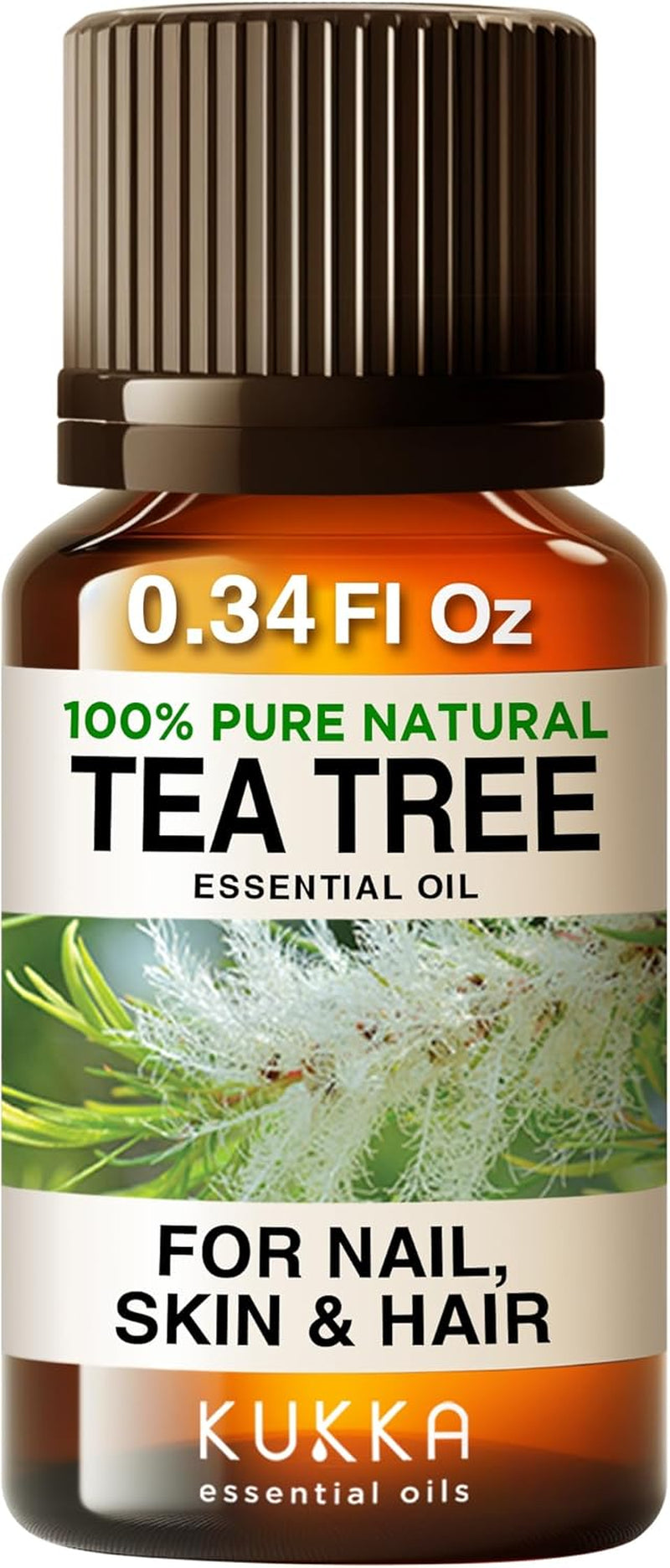Kukka Tea Tree Oil for Skin, Healthy Hair & Toenails - Huge 4 Fl Oz - 100% Pure Natural Australian Tea Tree Essential Oil - Experience Therapeutic Melaleuca Oil for Scalp, Nails & Soap Making Scent