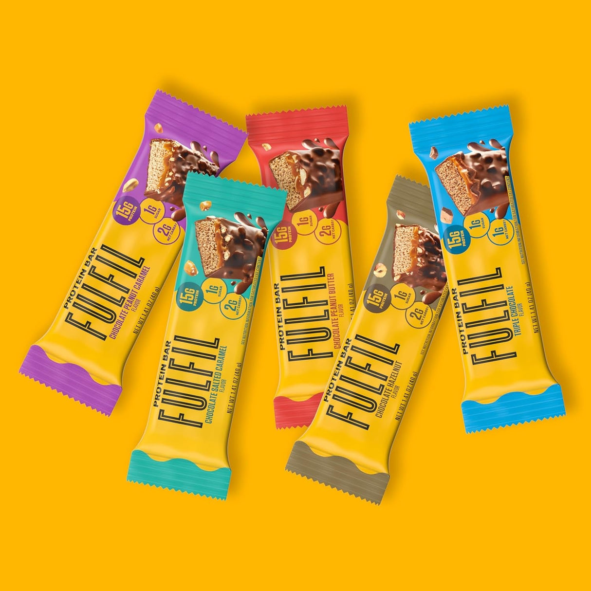 FULFIL Protein Snack Bars, NEW Recipe Chocolate Salted Caramel, 15G Protein, Pantry Staples, 12 Count, Packaging May Vary