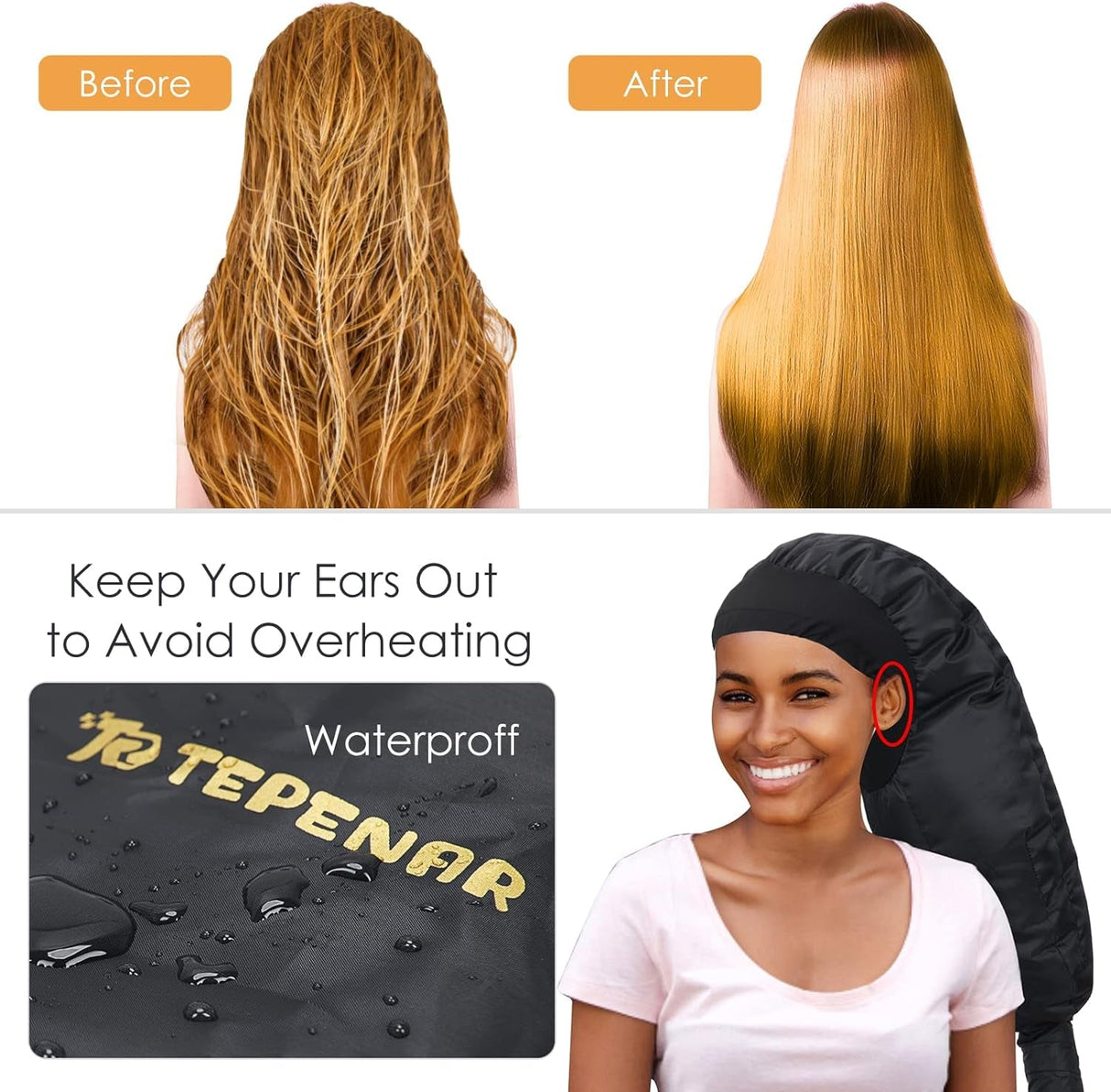 Bonnet Hair Dryer Attachment: Upgraded Extra Large Hooded Hair Dryer Adjustable Soft Blow Dryer Caps - Easy to Use for Natural Curly Textured Hair Care Styling Fast Drying