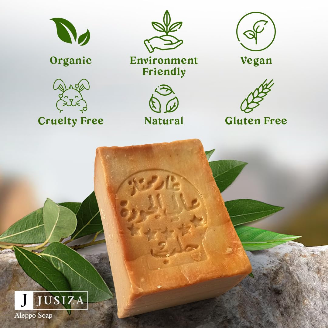 Aleppo Soap - (2 Pack - 7 Oz Each)%20 Laurel Oil,%80 Olive Oil, Traditional Production, Natural - Vegan – Handmade