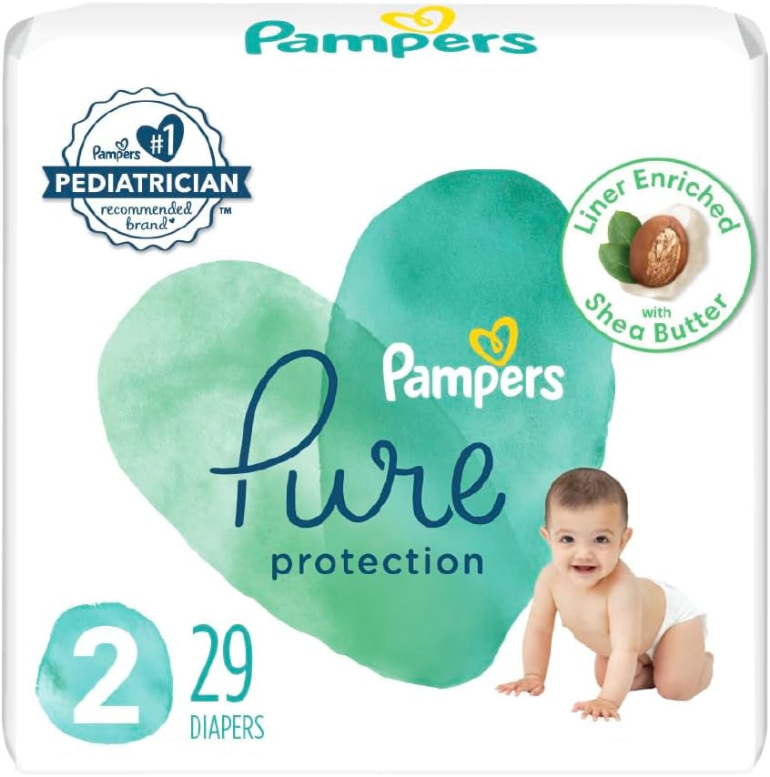 Pampers Pure Protection Diapers - Size 5, One Month Supply (132 Count), Hypoallergenic Premium Disposable Baby Diapers