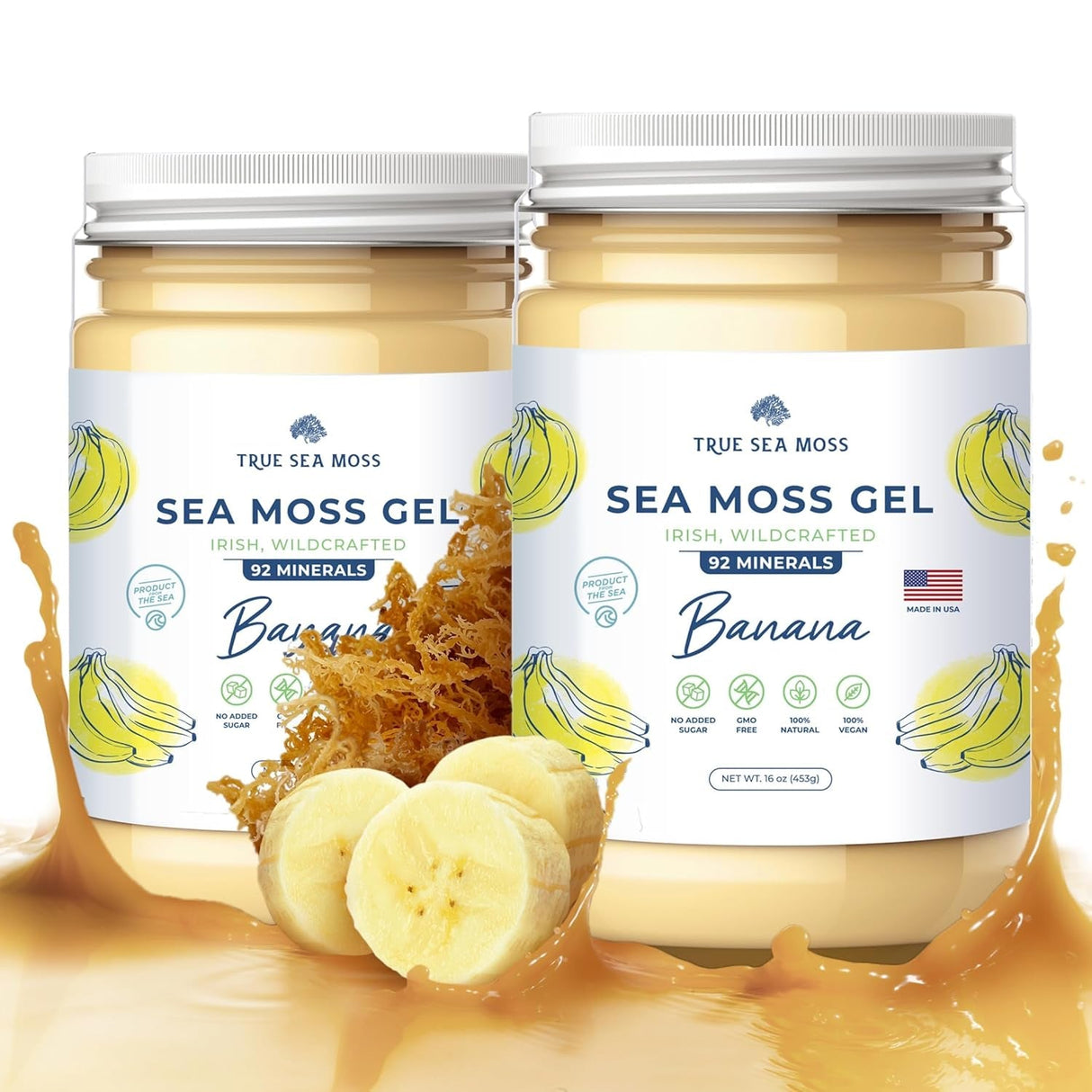 Trueseamoss Wildcrafted Irish Sea Moss Gel –7 Flavors- Nutritious Raw Seamoss Rich in Minerals, Proteins & Vitamins – Antioxidant Health Sea Moss, Vegan Made in USA (MANGO/PINEAPPLE, 1)