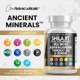 Clean Nutraceuticals Shilajit Supplement 10,000Mg with Sea Moss 6000Mg, Ashwagandha 6000Mg, Tongkat Ali, Boron, Magnesium - Fulvic Acid Capsules for Men - 90 Count - Supply Center USA