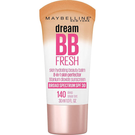 Maybelline Dream Fresh Skin Hydrating BB Cream, 8-In-1 Skin Perfecting Beauty Balm with Broad Spectrum SPF 30, Sheer Tint Coverage, Oil-Free, Medium, 1 Fl Oz - Supply Center USA