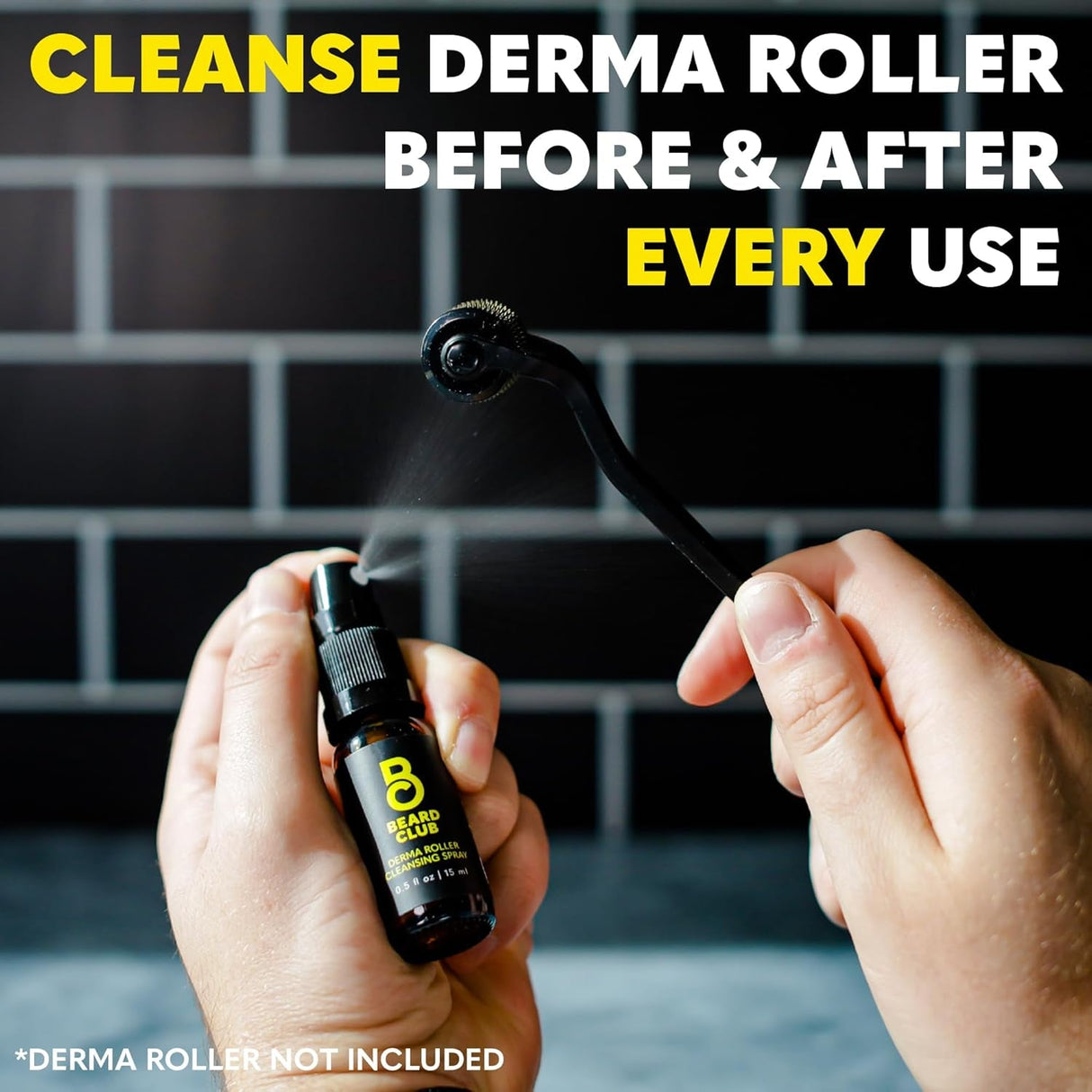 The Beard Club Derma Roller Cleansing Spray - Clean and Prolong Derma Roller Life - 0.5Oz