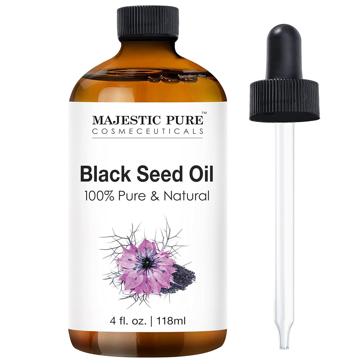 Majestic Pure Lavender Essential Oil with Glass Dropper | 100% Pure and Natural Lavender Oil | Premium Grade Essential Oils for Diffusers, Skin, Aromatherapy, Massage | 4 Fl Oz