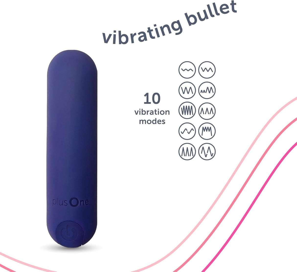 Plusone Bullet Vibrator for Women, Mini Vibrator Made of Body-Safe Silicone, Fully Waterproof, USB Rechargeable, Personal Massager with 10 Vibration Settings, Purple