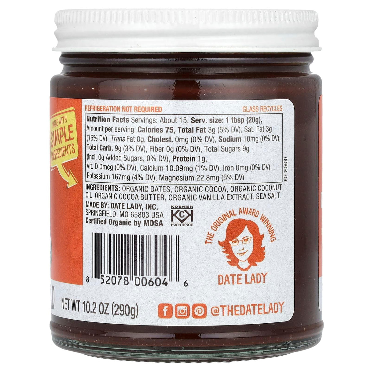 Date Lady, Chocolate Spread, 10.2 oz (290 g) - Supply Center USA
