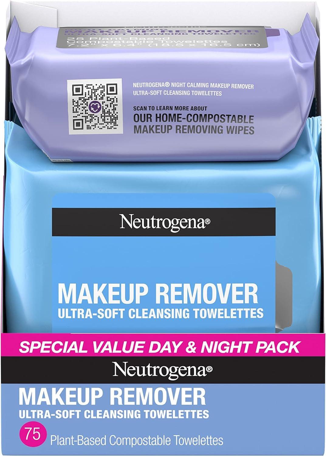 Neutrogena Makeup Remover Wipes, Daily Facial Cleanser Towelettes, Gently Cleanse and Remove Oil & Makeup, Alcohol-Free Makeup Wipes, 2 X 25 Ct. - Supply Center USA